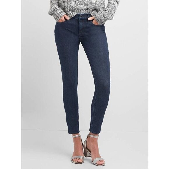 Gap Denim Mid Rise True Skinny Jeans Super Slimming Blue Womens‎ Size 28 - Picture 1 of 10